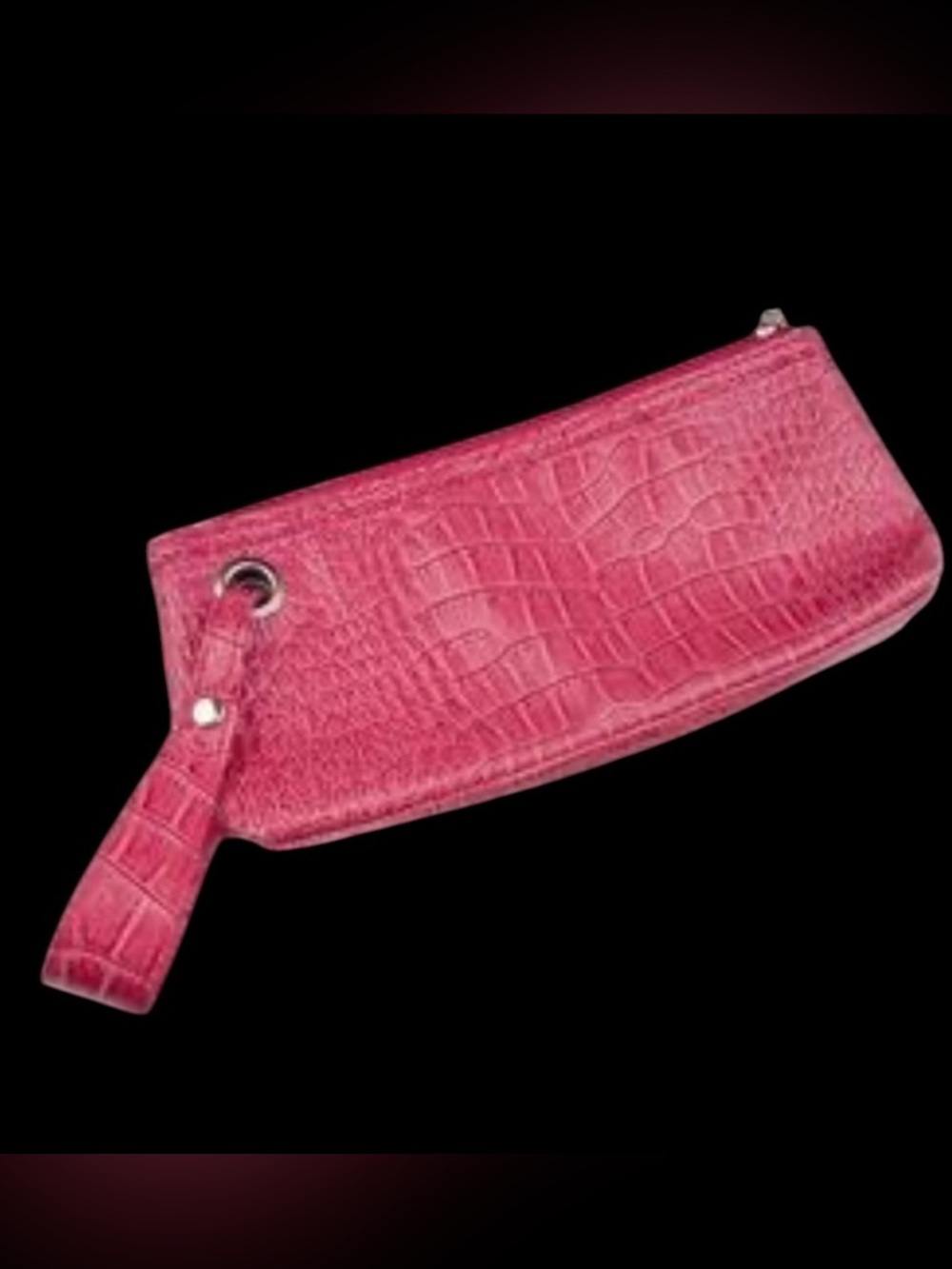 Pink Croc-Embossed Clutch - Picture 2 of 3